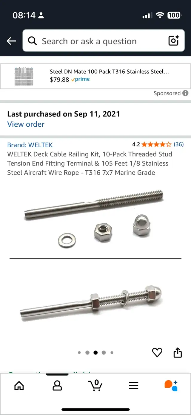 Two x 10-Pack Threaded Stud Tension End Fitting Terminal63654761987841123