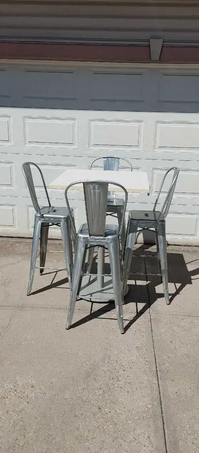 Set of four industrial chair and table., View more
