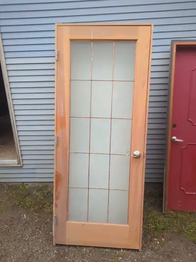 Obscured leaded glass interior door, View more