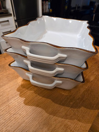 3 Large Ceramic Casserole Dishes