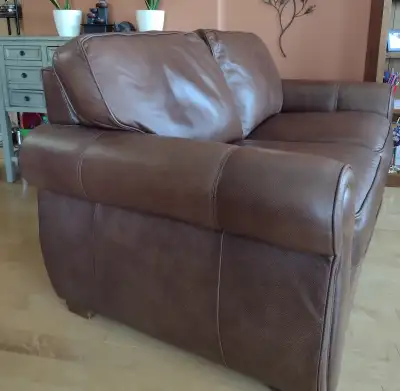 Brown Leather Love Seat, View more