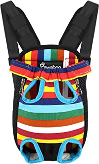 Pawaboo Pet Backpack Adjustable Front/Back Colourful Stripes SM