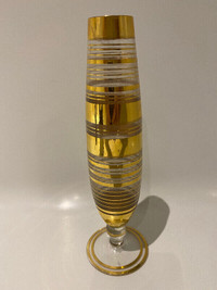 GLASS VASE EN VERRE RÉTRO VINTAGE MID CENTURY GOLD OR MCM