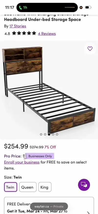 twin bed frame, View more
