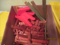 3 sets of wood blocks.paints.pin and button  collection