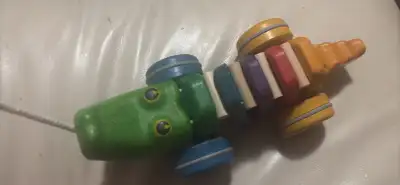 Toddler wooden pull string toy $15, View more