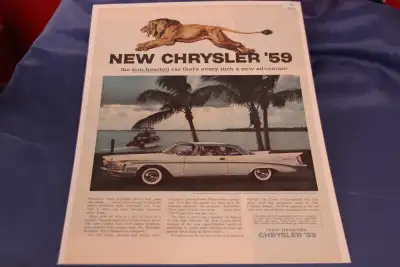 1959 Chrysler Saratoga 2 Door Hardtop Original Magazine Ad, View more