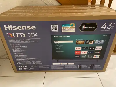 Hisense 43” QLED QD4 Series Brand New Smart TV Great tv for the man cave, bedroom, garage or shop. R...