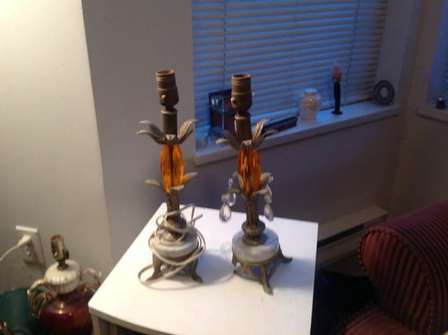 Two Brass, Marble, Glass, Lamps Parts in Other in Delta/Surrey/Langley