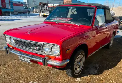 1972 Datsun Convertible. 4 Cyl, 4 Speed, ET Slot mags, Running, Driving, Alberta Registered, Car is...