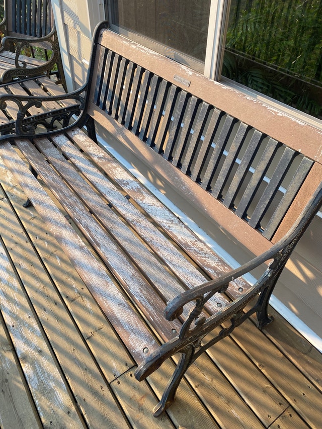 Berkeley Cast Iron & Wood Garden Bench, Chair and Table Patio