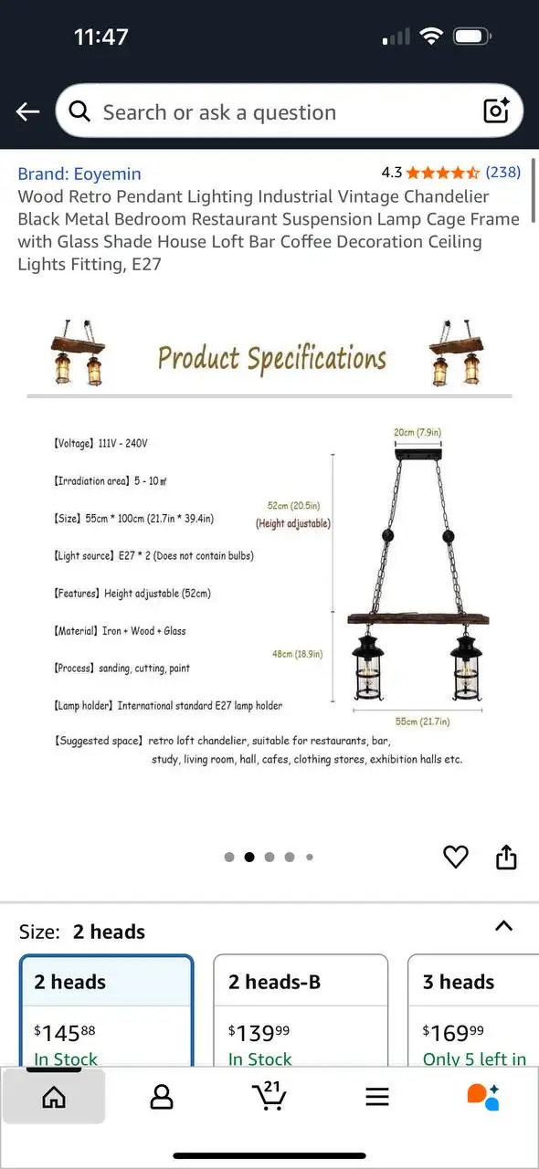 Wood Retro Pendant Lighting – Vintage Industrial Chandelier in Indoor Lighting & Fans in Kitchener / Waterloo - Image 6