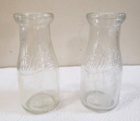 2 Caulfield's Dairy Glass Embossed Pint Milk Bottles 20.00 each