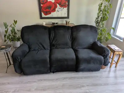 Fauteuil La Z Boy 3 places en cuir Brun avec house noir