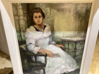 Large Vintage Painting of a Lady