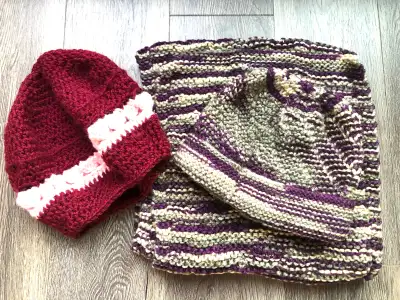 “New” Handcrafted Gift Set (Head Gear&Scarf Set +Extra Head Gear, View more