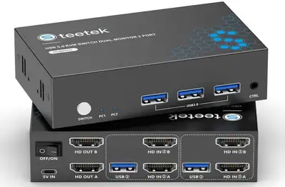 HDMI KVM Switch 2 Monitors 2 Computers with USB 3.0, KVM Switch, View more