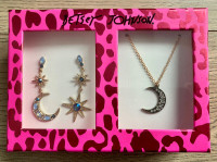 Official Betsey Johnson Moon And Star Earrings Necklace Jewelry