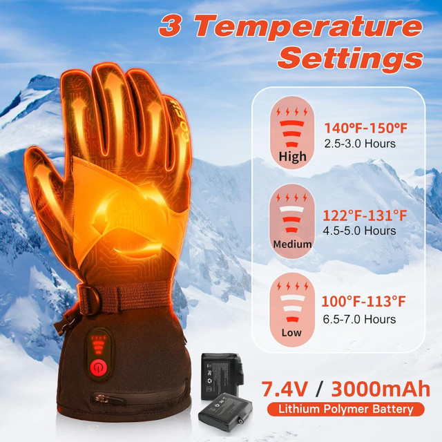 Size M Electric Heated Gloves Rechargeable Men Women Touchscreen in Other in City of Toronto - Image 3