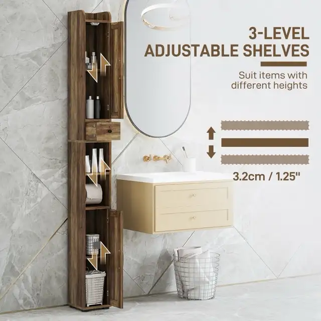 Narrow Bathroom Cabinet, Tall Bathroom Storage Cabinet with Barn in Bookcases & Shelving Units in Markham / York Region - Image 6