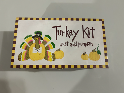 Turkey Decoration Kit (use on a Pumpkin) Comes in nice wood kit box Contains all the times needed to...