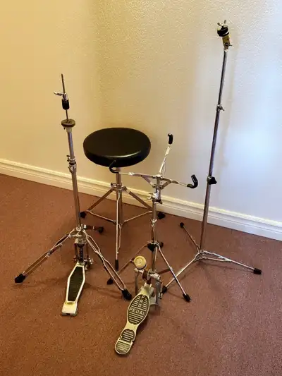 VTG 1960's-1970's 4PC DRUM HARDWARE LOT COMPLETE 5 PIECE - MINT!, View more