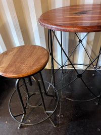 Wood Table with Stool