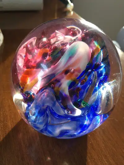 Signed Robert Held Art Glass Paperweight Ornament, View more