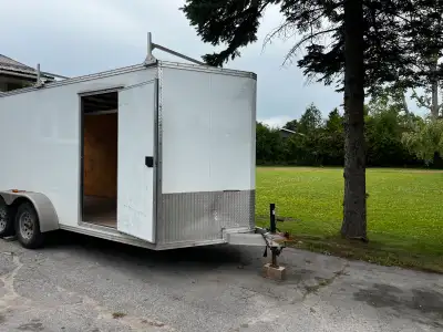 Selling a 2017 EZ Hauler EZ Ride V- Nose Enclosed Trailer. Trailer has a ramp with side swing door e...