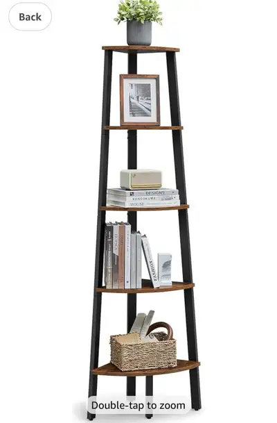 Brand new VASAGLE Corner Shelf Stand, 5-Tier Corner Bookshelf, View more