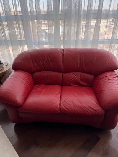 Red Leather Loveseat Sofa, View more