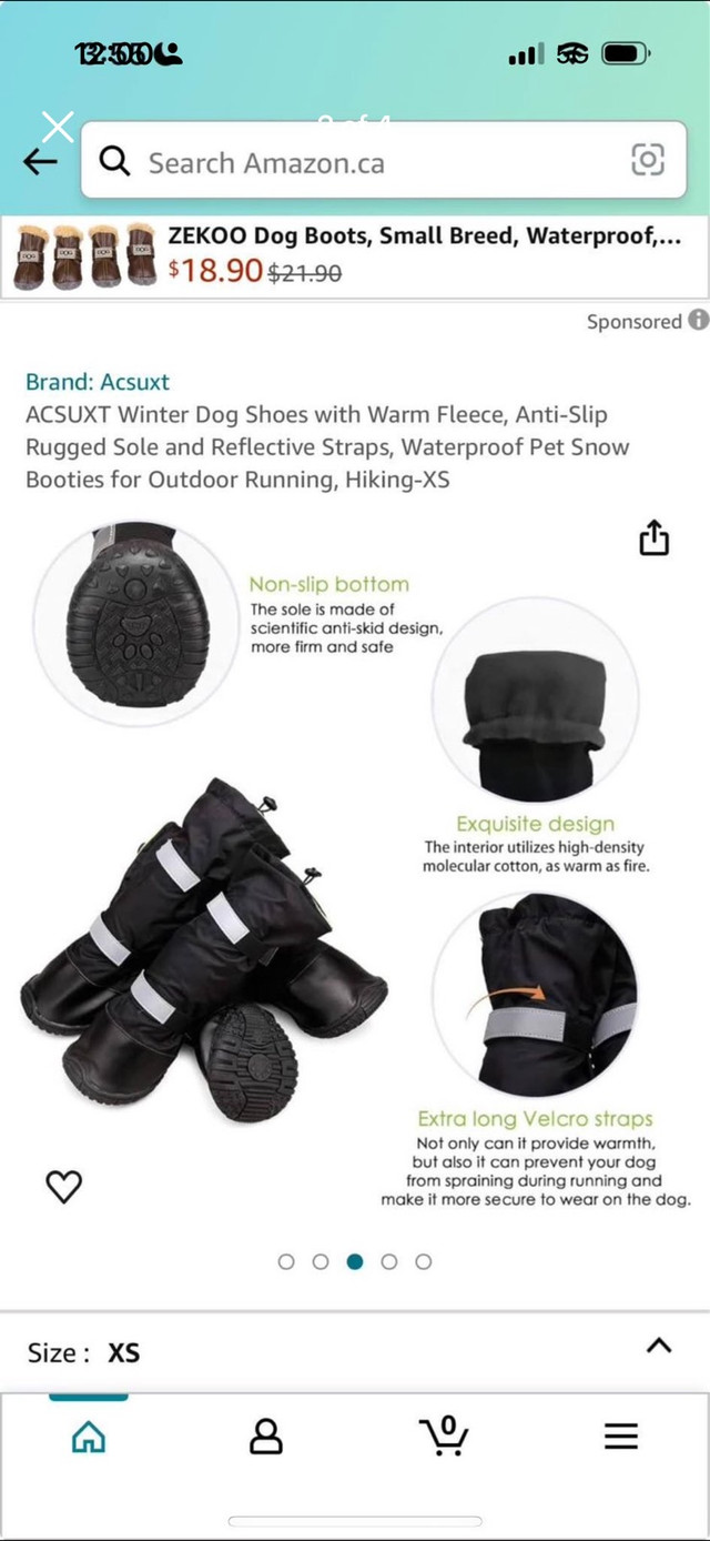 Winter Dog Shoes with Warm Fleece in Accessories in La Ronge - Image 3