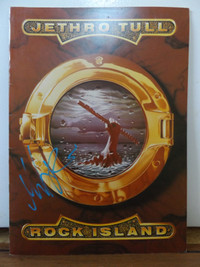 VINTAGE SIGNED JETHRO TULL 'ROCK ISLAND' 1989 TOUR BOOK w/ STUB