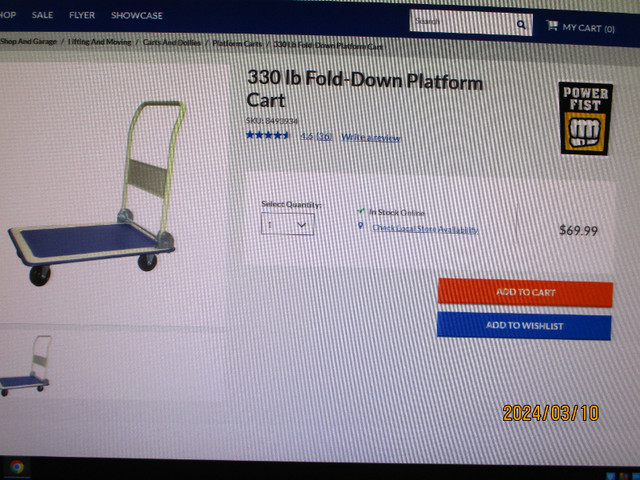 FOR SALE: FOLD DOWN PLATFORM CART. $40.00 in Other in Moncton
