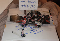 Marc Denis signed 8x10 photos puck Canadiens Canada Blue Jackets