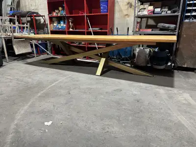 Statement Piece – 12 feet long (144”) × 3 feet wide (36”). Custom-built solid wood table with a mode...