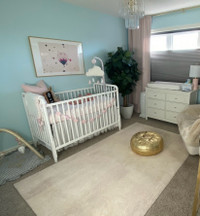 Jenny Lind Crib, Toddler Rail & Mattress