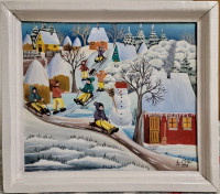 A Delightful Naive Or Folk Art Oil On Canvas By Miriana Mihut