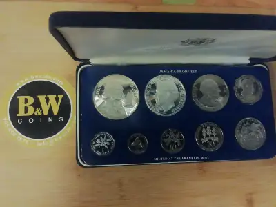 The Jamaica Proof Set minted at the Franklin Mint is a numismatic collection featuring carefully cra...