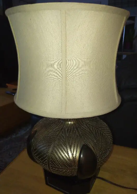 Table Lamp - Catalina, Texture Antique Silver/Black, Drum Shade in Indoor Lighting & Fans in Markham / York Region - Image 2