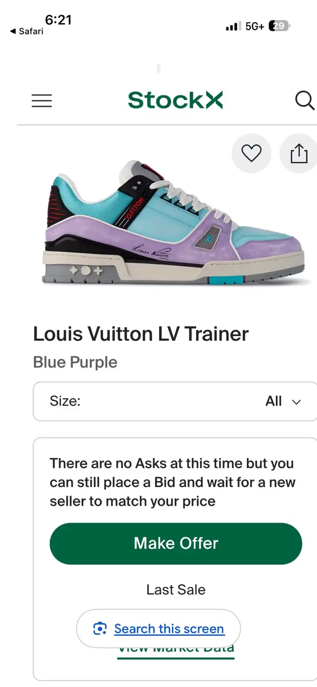 LV TRAINERS SHOES SIZE 9