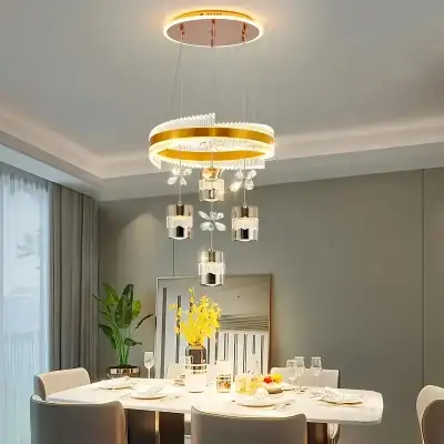 Modern LED Chandelier with Color-Changing Functionality (Golden), View more