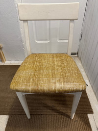 White/Beige Vinyl and Wood Kitchen Chairs