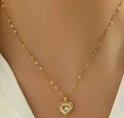 18k gold plated heart necklace, View more
