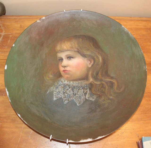 Old Painting Of A Young Girl Done On Glass in Arts & Collectibles in London