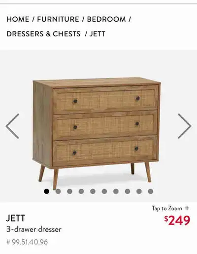 Beautiful JETT 3 Drawer Dresser from Structube The drawer sliders aren’t the best and need replacing...