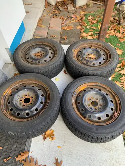 4 winter tires (Winterking) 215x16x60 with 4 rims 5x117 64mm bore. 80% Tread Remaining