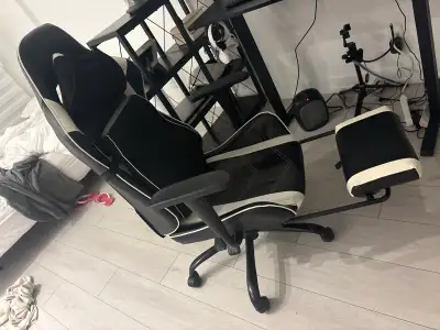 Black Gaming Chair with White Trim, View more