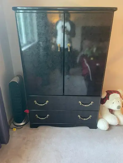 Black Armoire with Gold Hardware, View more