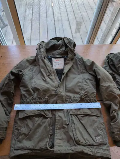 TNA Griffith Military Jacket woman's small green zip out liner, View more